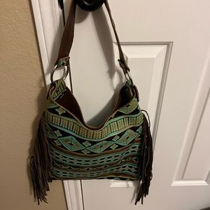 Leather fringe tote